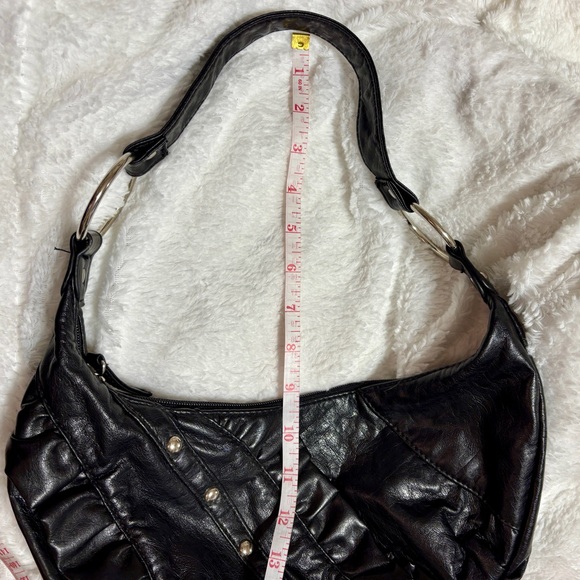 Y2K Chic Black Faux Leather Shoulder Bag with Stud Accents - Picture 7 of 14
